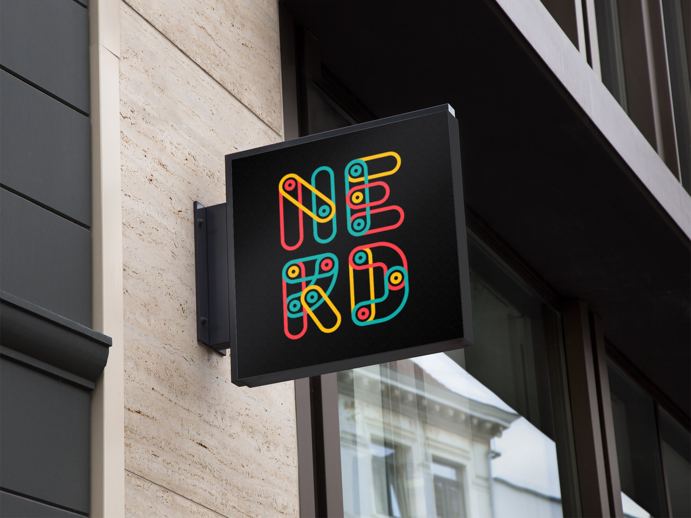 Logo NERD en cartel urbano